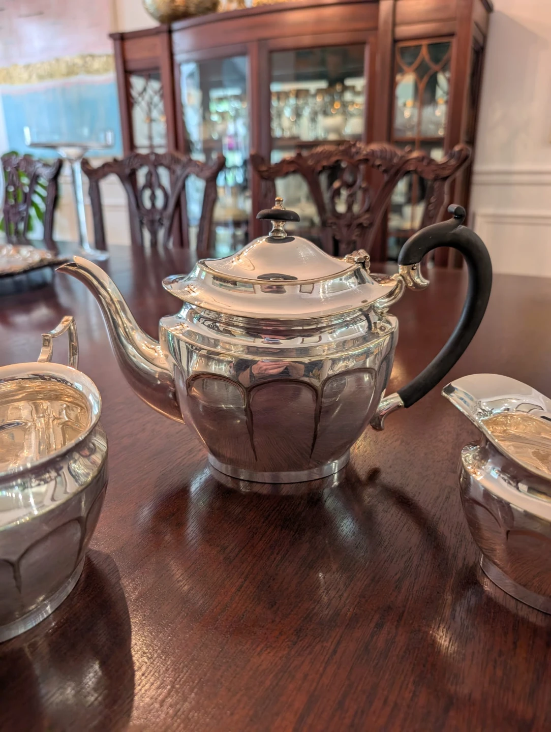 Silver Tea Set - teapot, sugar, and creamer - photo 3