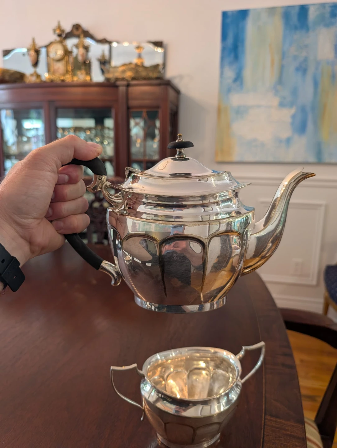 Silver Tea Set - teapot, sugar, and creamer - photo 4