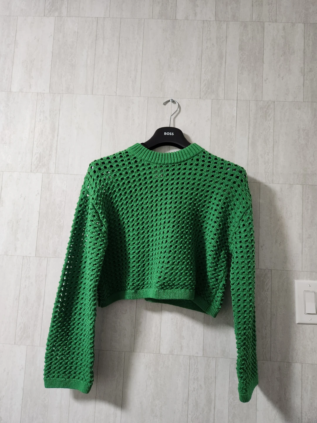 Green BOSS Cropped Sweater