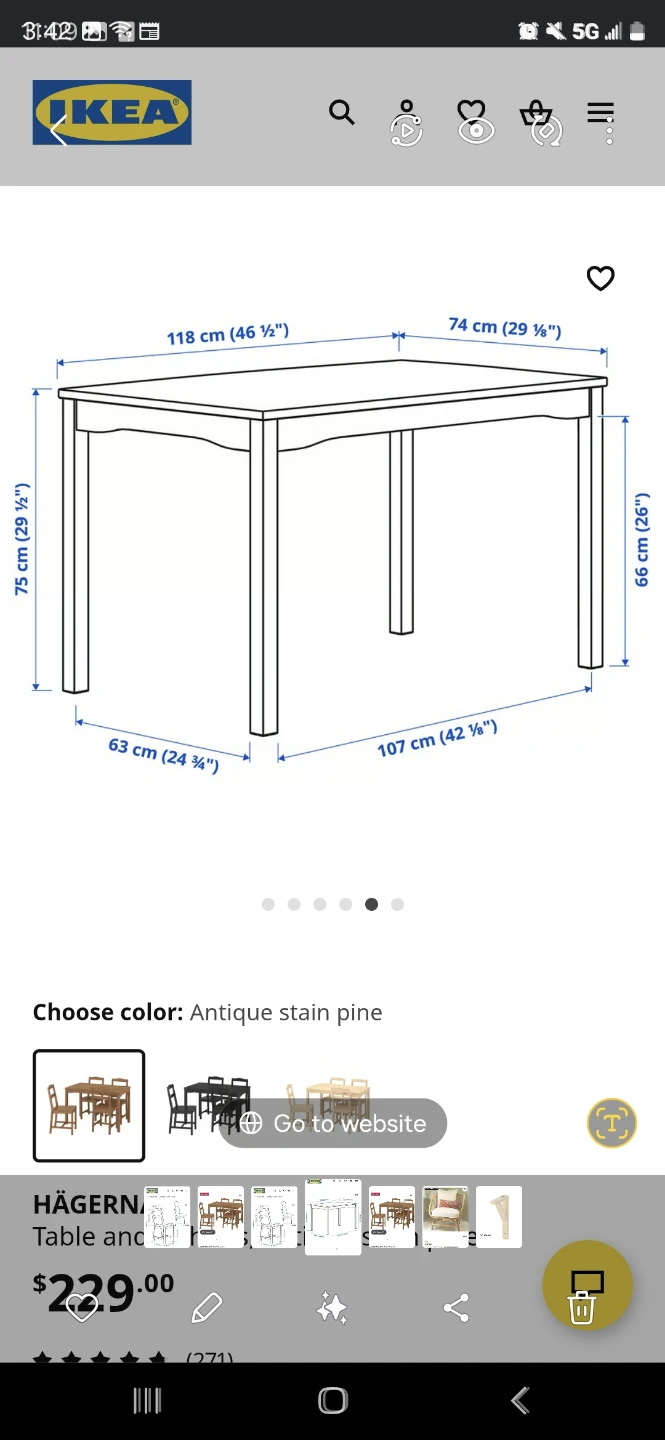 IKEA HÄGERNÄS Table and 4 Chairs - Antique Stain Pine - photo 3