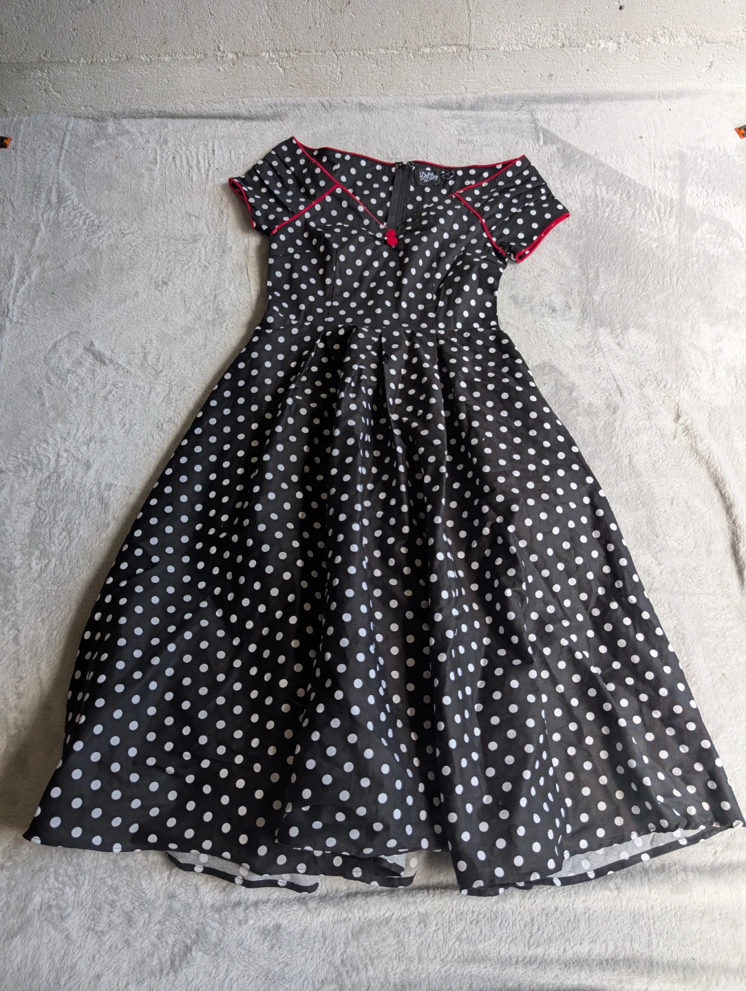 ⚽Dolly and Dotty Black Polka Dot Dress with Red Trim - photo 2