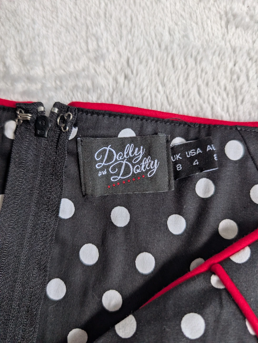 ⚽Dolly and Dotty Black Polka Dot Dress with Red Trim - photo 4