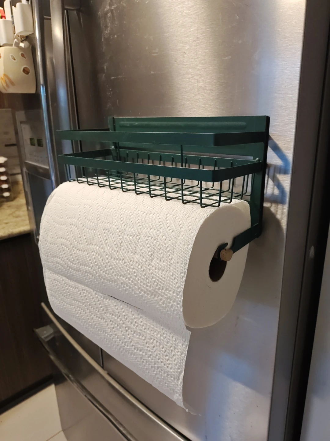 Green Magnetic Fridge Shelf with Paper Towel Holder - photo 3