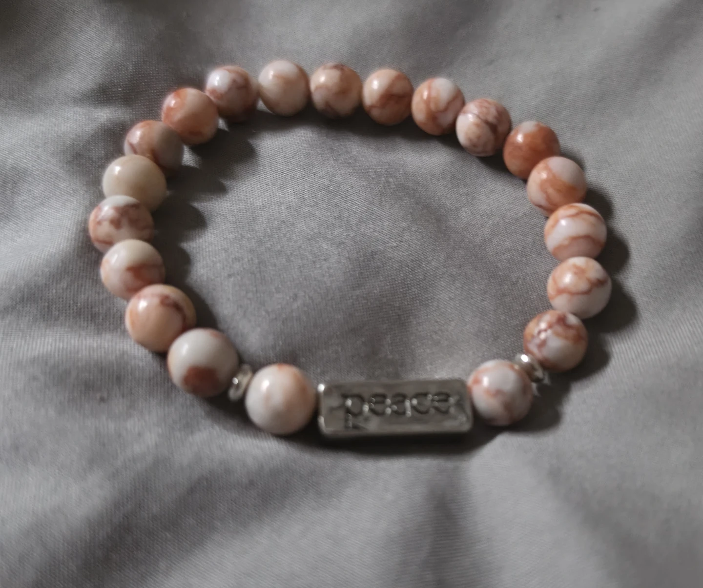 Beaded Bracelet with "Peace" Charm