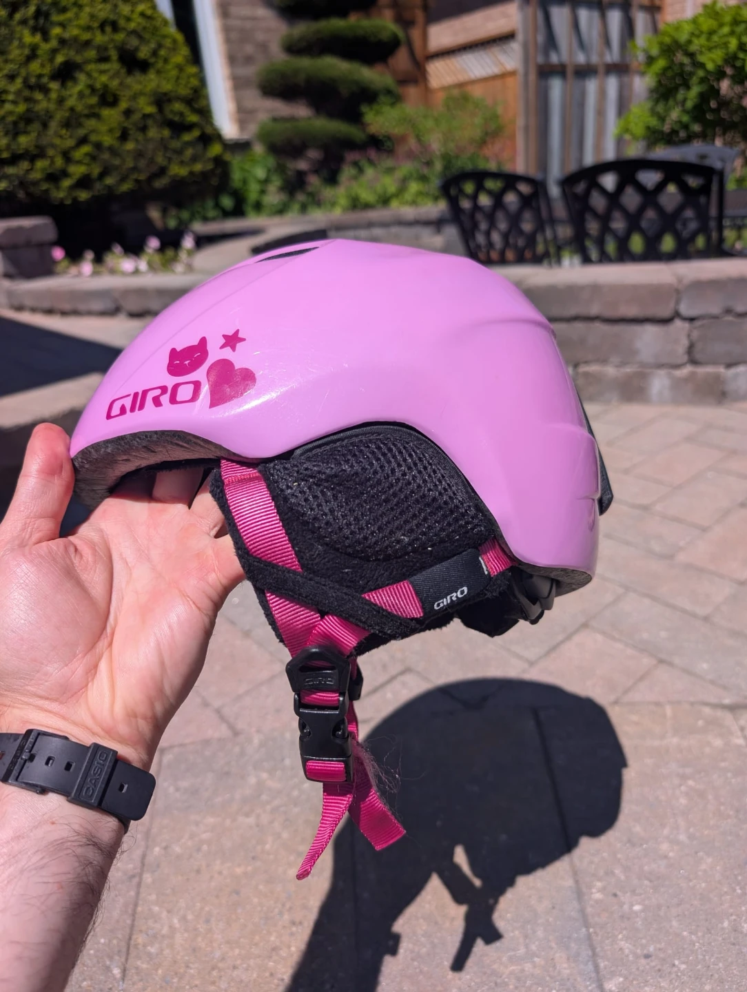 Girl's Giro Pink Ski Snowboard Helmet with Cat Decal - photo 2