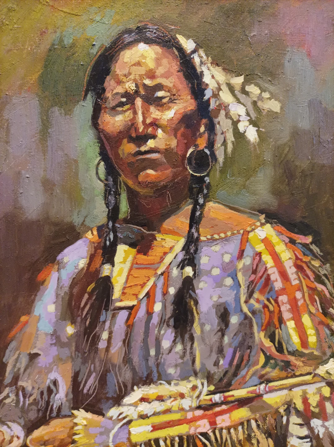 Original oil Painting on canvas 21" by 16 of Indigenous Person - photo 3