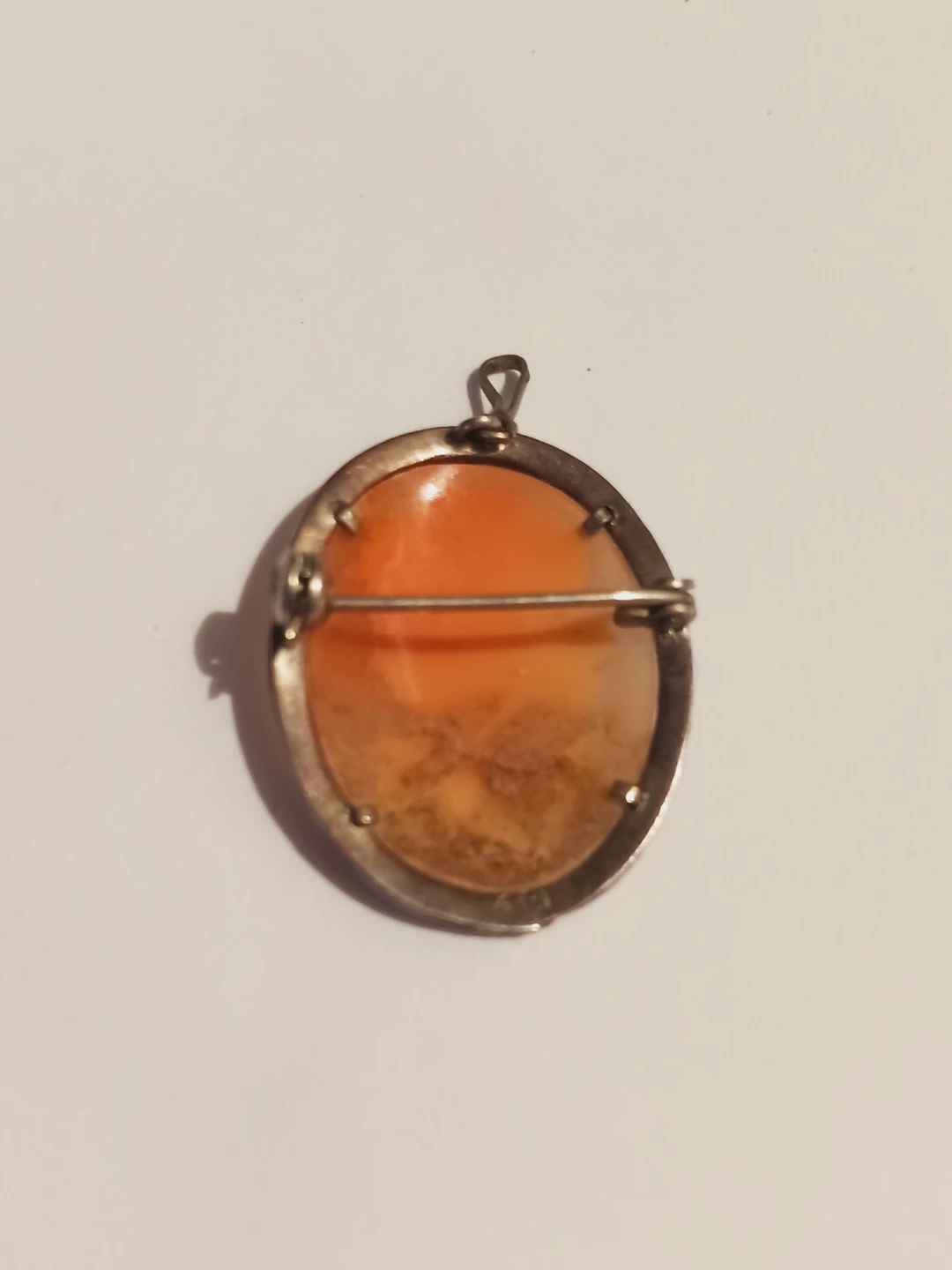 Antique Sculptural 800 Silver Carved Cameo Brooch - photo 5