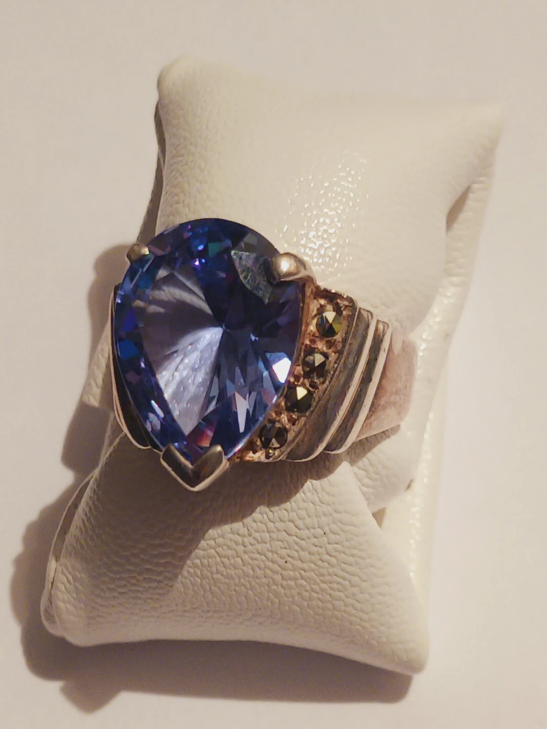 Sterling Silver 925 Pear-shaped Blue Gemstone Ring. 7. - photo 2