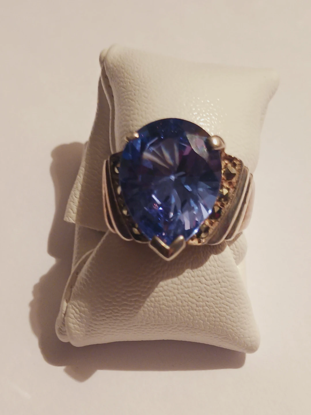 Sterling Silver 925 Pear-shaped Blue Gemstone Ring. 7. - photo 4