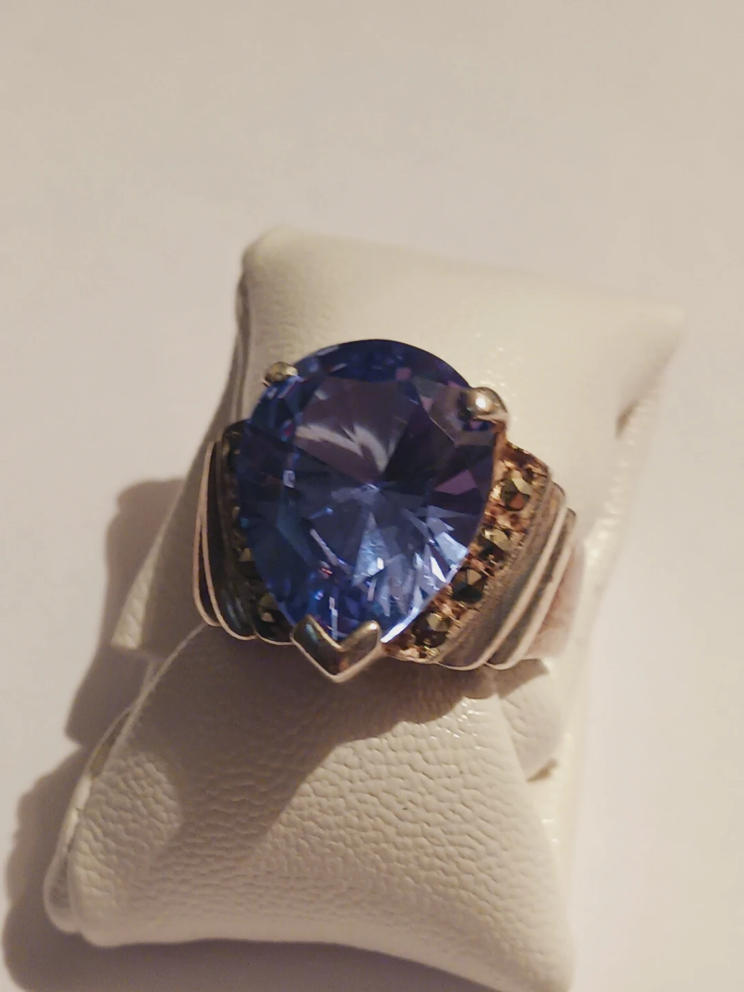 Sterling Silver 925 Pear-shaped Blue Gemstone Ring. 7. - photo 5