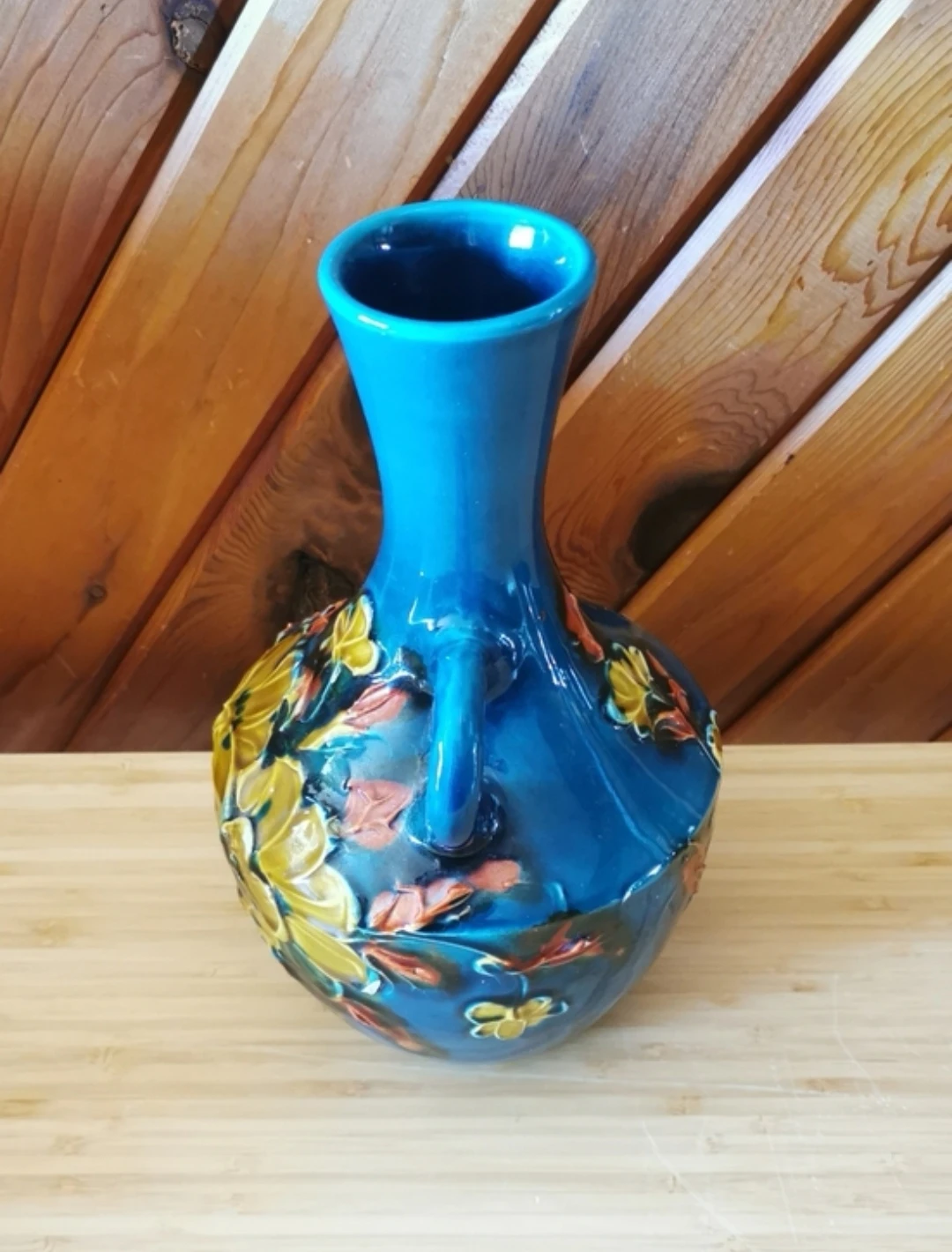 Vintage Alvino Bagni Blue Floral Pottery Jug Vase - photo 5
