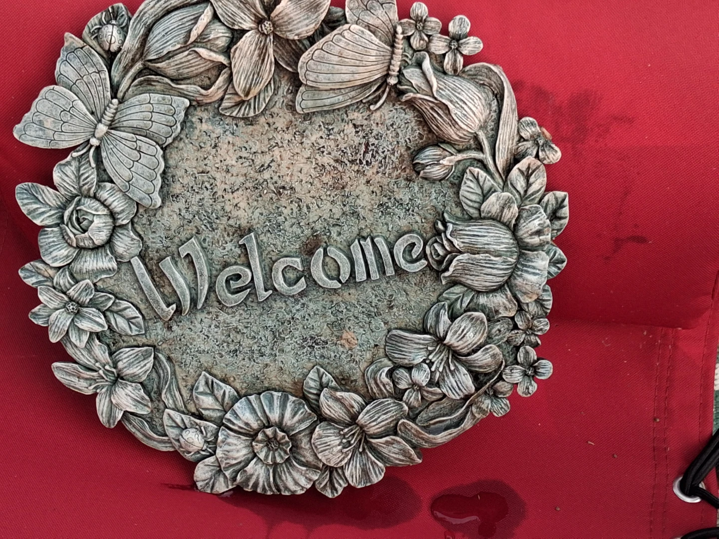 Welcome Garden Sign with Butterflies and Flowers