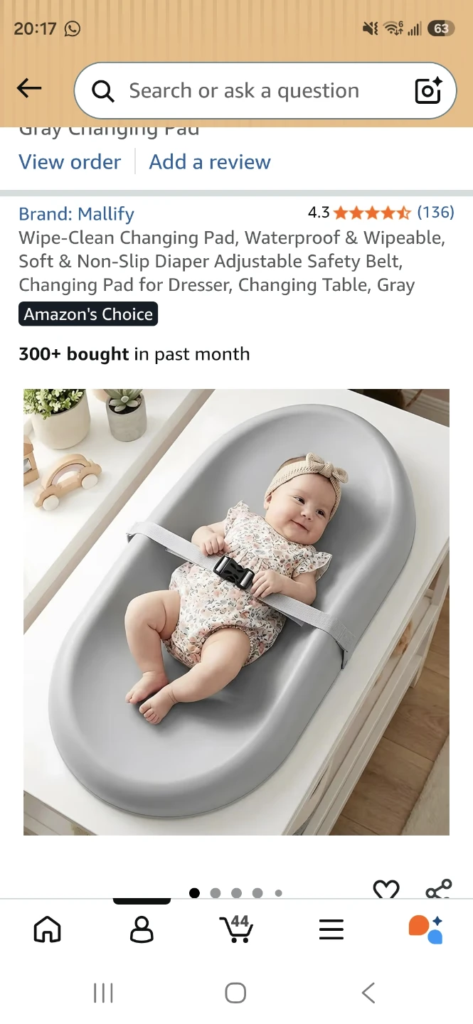 Mallify Gray Wipe-Clean Changing Pad with Safety Belt - photo 2