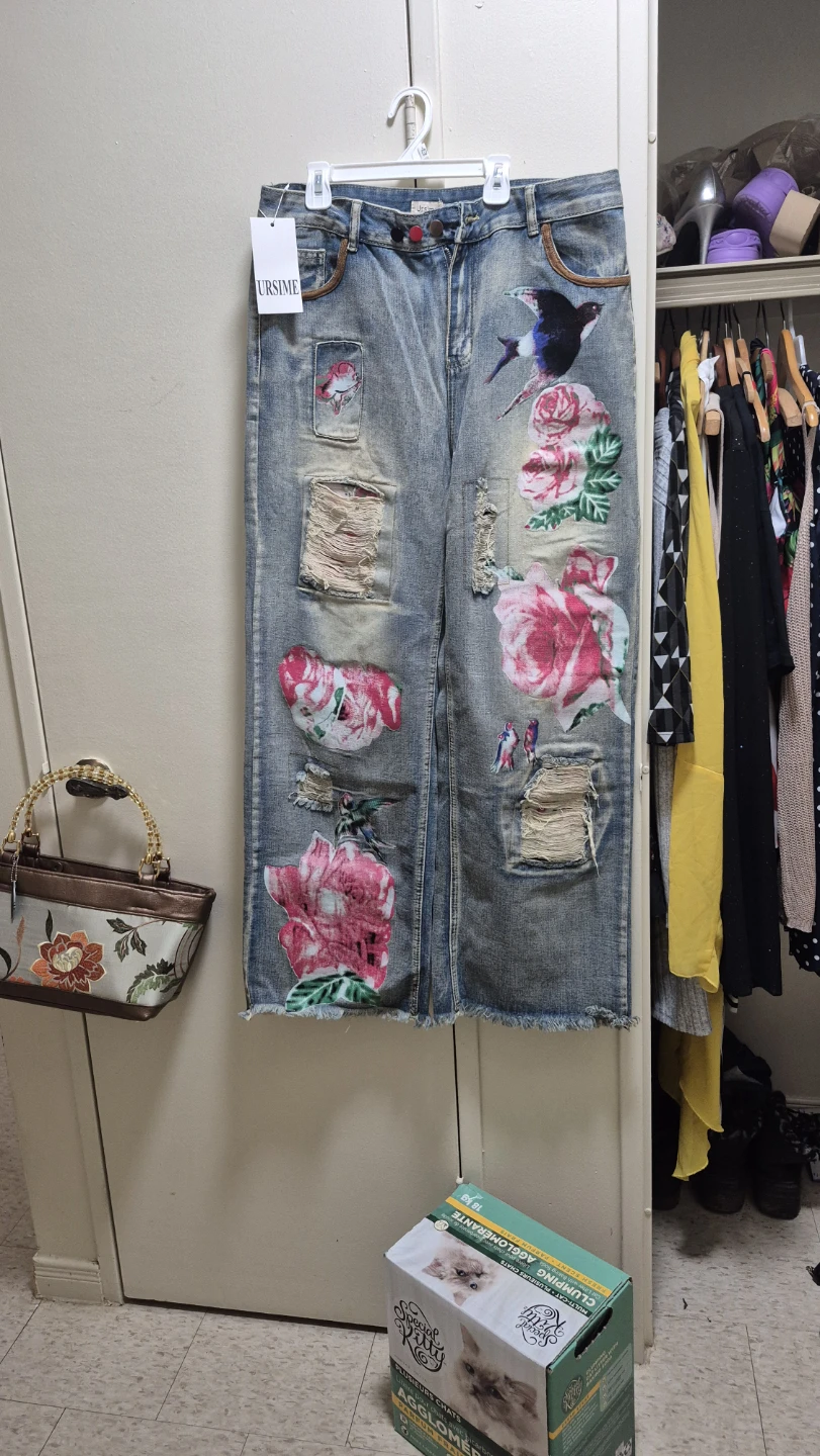 URSIME Women's Embroidered Ripped Jeans - photo 2