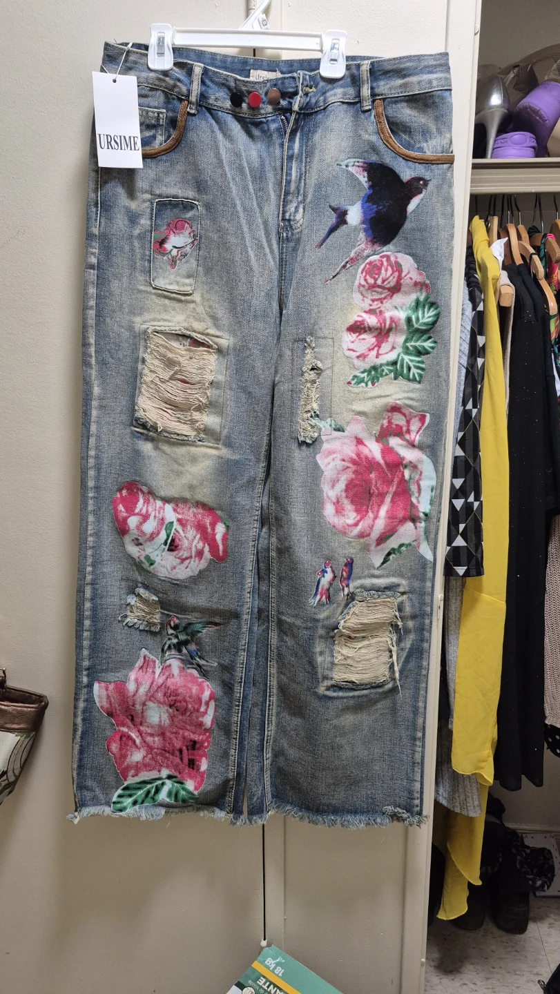URSIME Women's Embroidered Ripped Jeans - photo 3