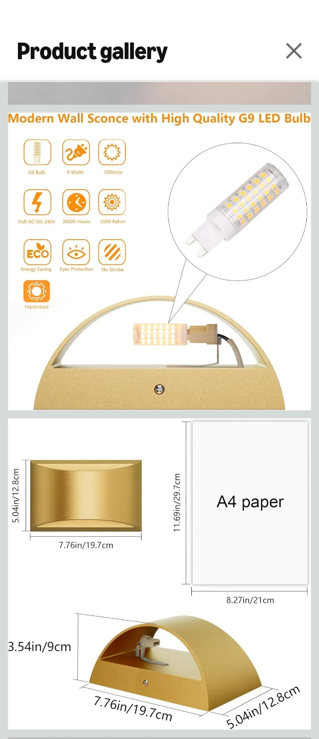 Aipsun Modern Gold Wall Sconce - photo 2