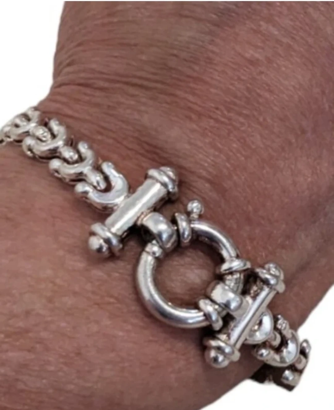 Sterling Silver Vintage Equestrian Horseshoe Bracelet Toggle