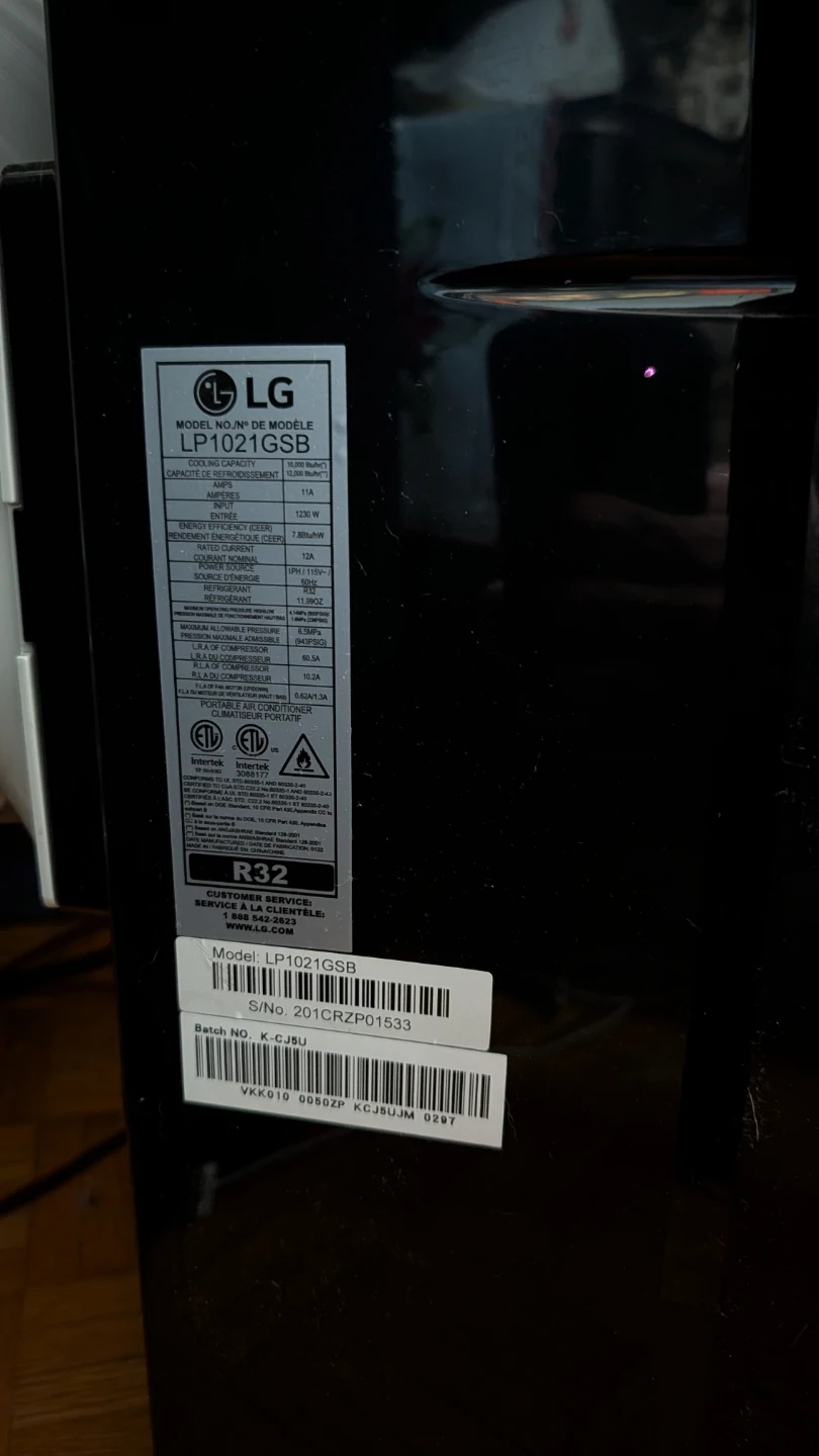 LG LP1021GSB Portable Air Conditioner - photo 3