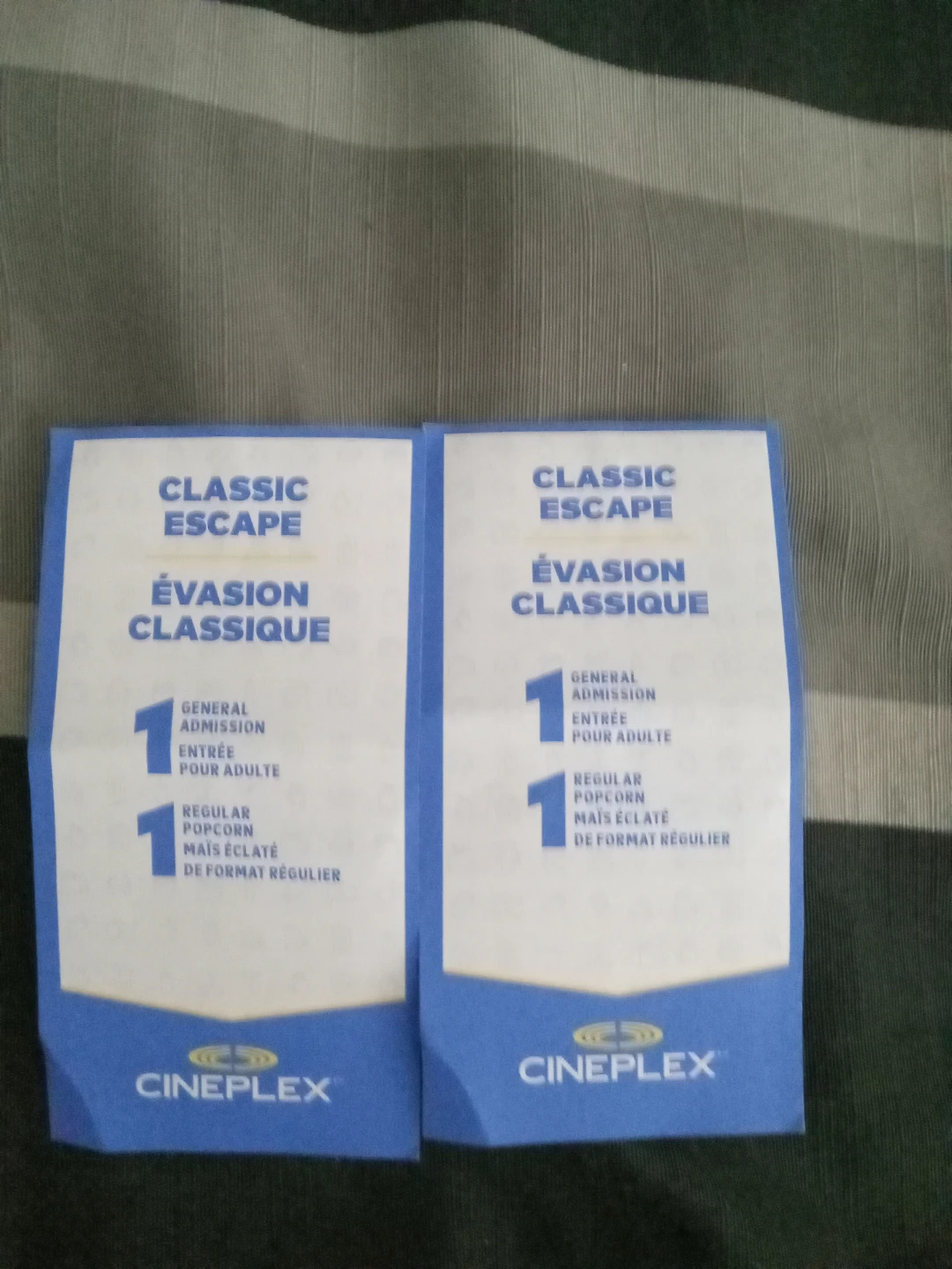2 movie tickets with popcorn for $10.00 each