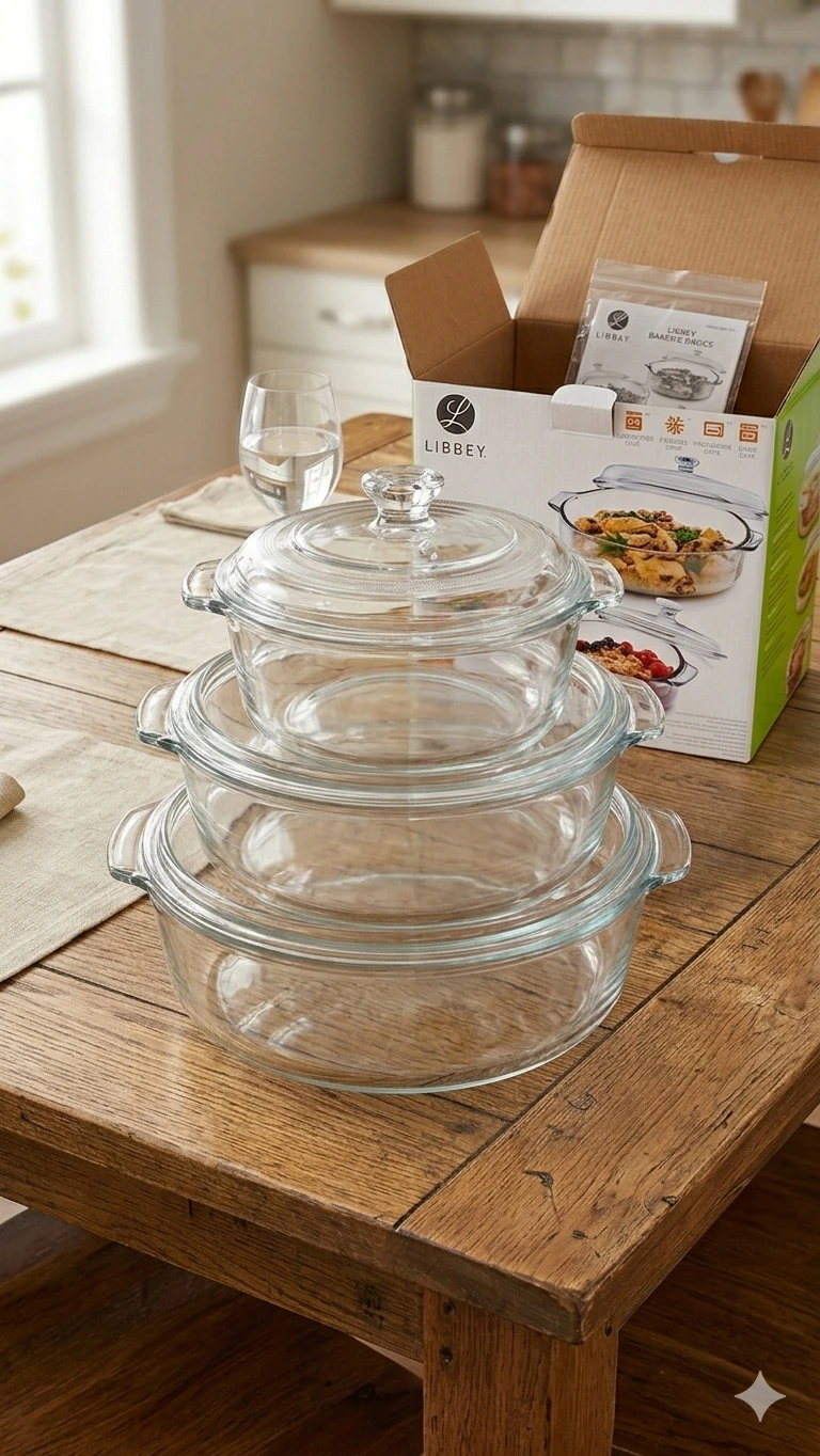 Libbey Glass Baking Dish Set with Lids
