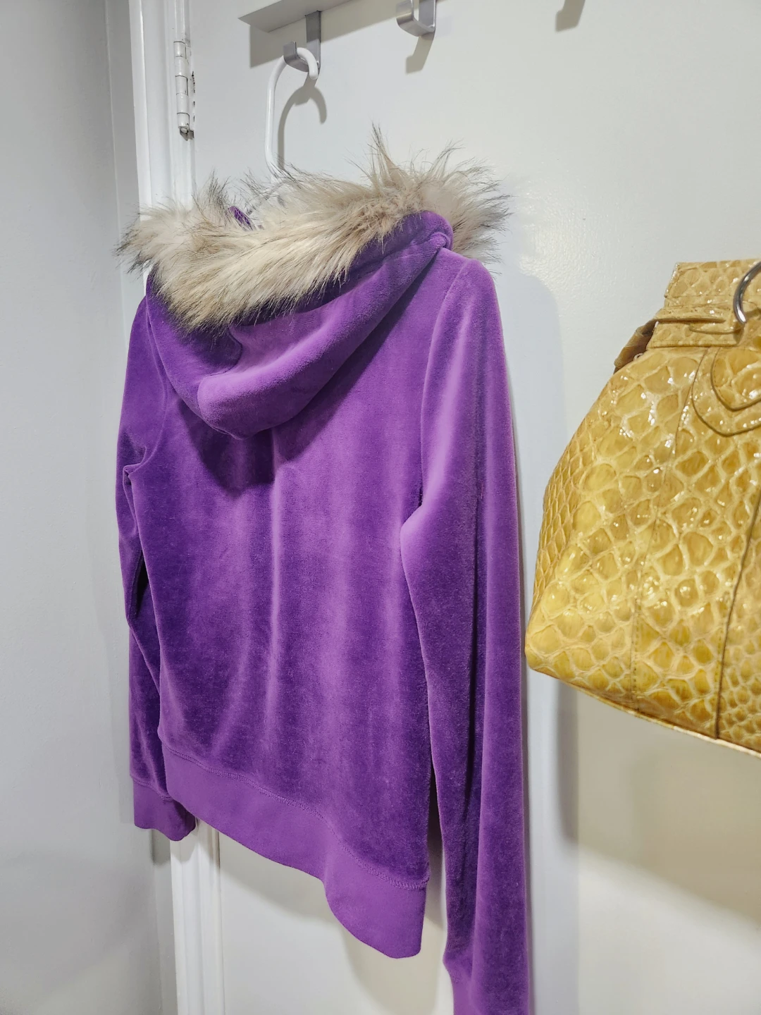 RARE Y2K Regal Purple Juicy Couture Faux Fur Zip up Hoodie sizeS - photo 2