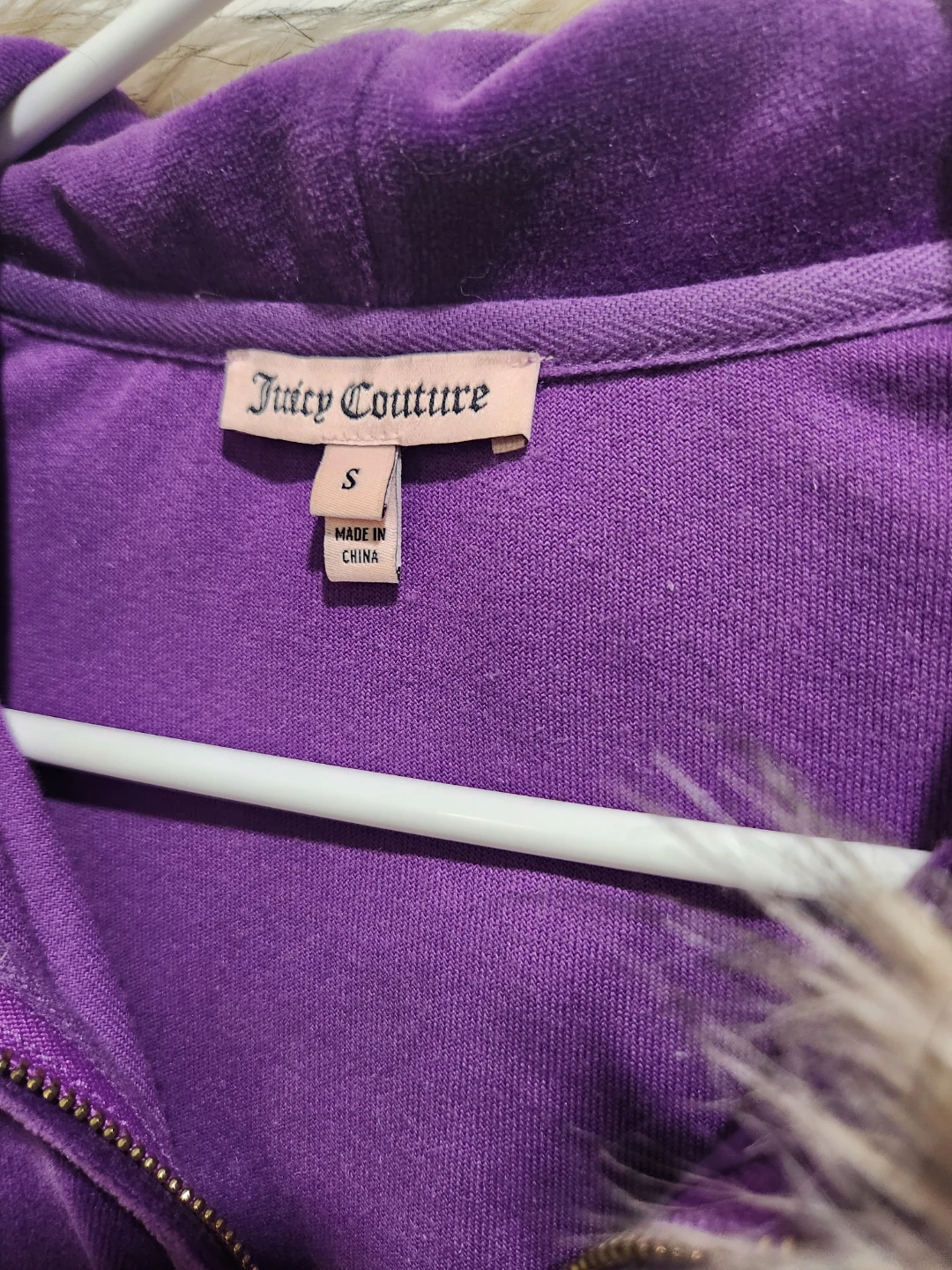 RARE Y2K Regal Purple Juicy Couture Faux Fur Zip up Hoodie sizeS - photo 3