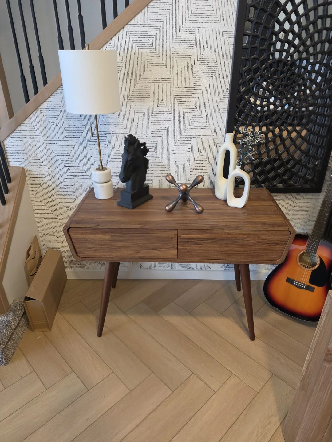 Wooden Side Table with Two Drawers - photo 2