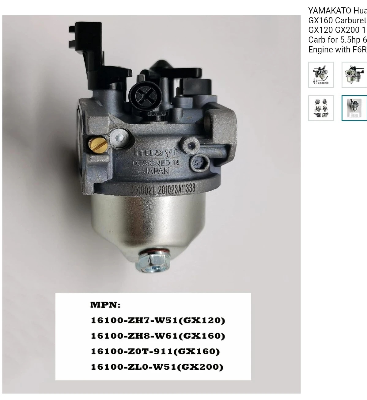 Huayi Carburetor for Honda GX160/GX200 Engines - photo 5