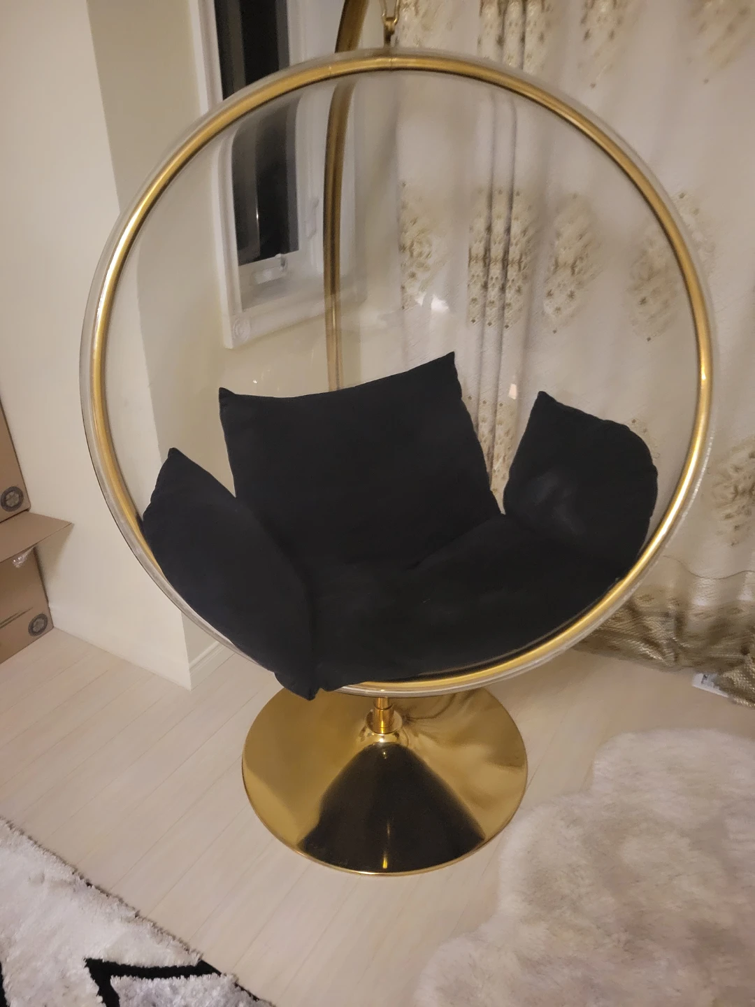 Gold Acrylic Bubble Chagir with Black Cushion - photo 3
