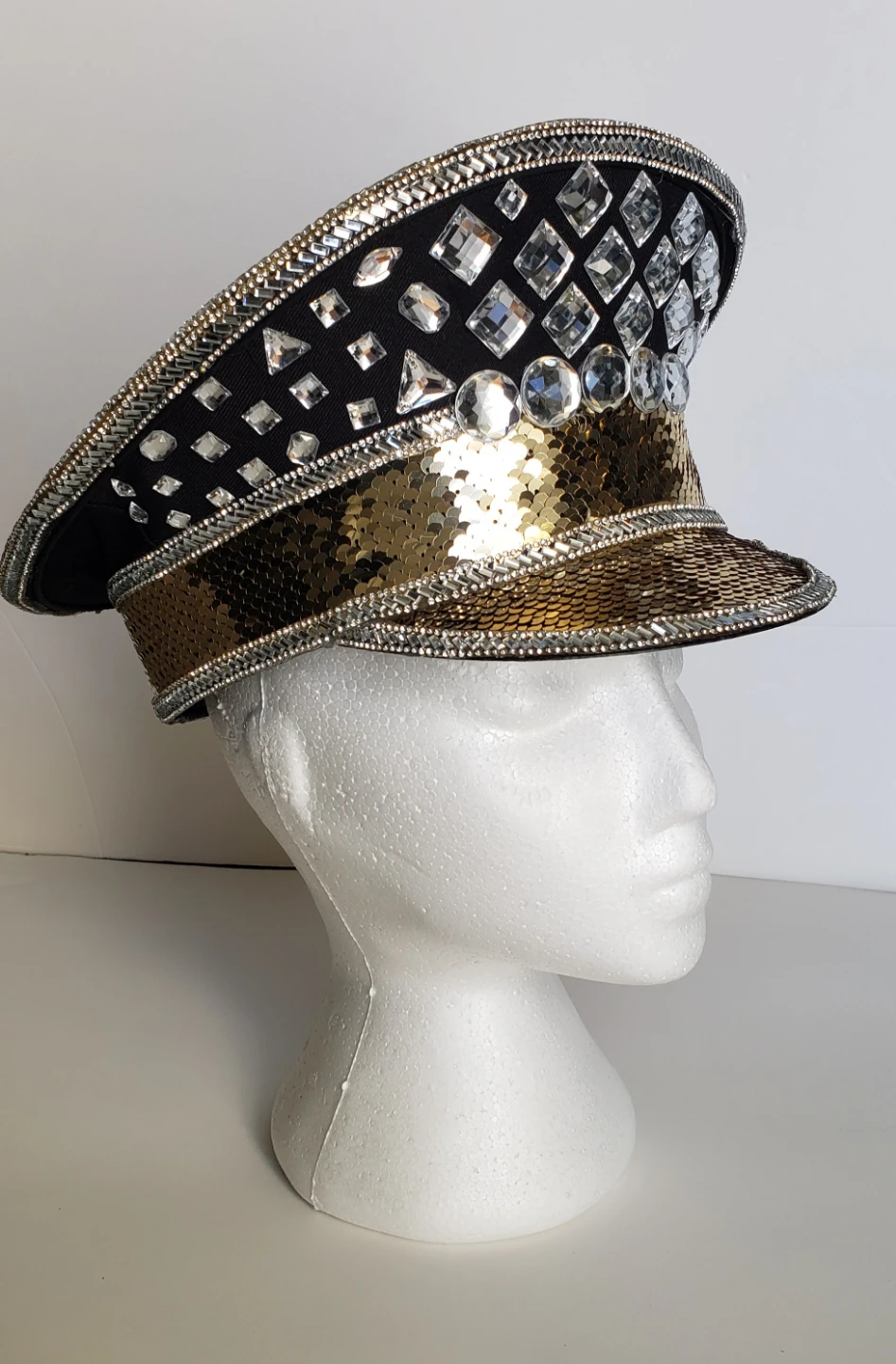 Deluxe Costume Hat - Gold Sequins & Rhinestones