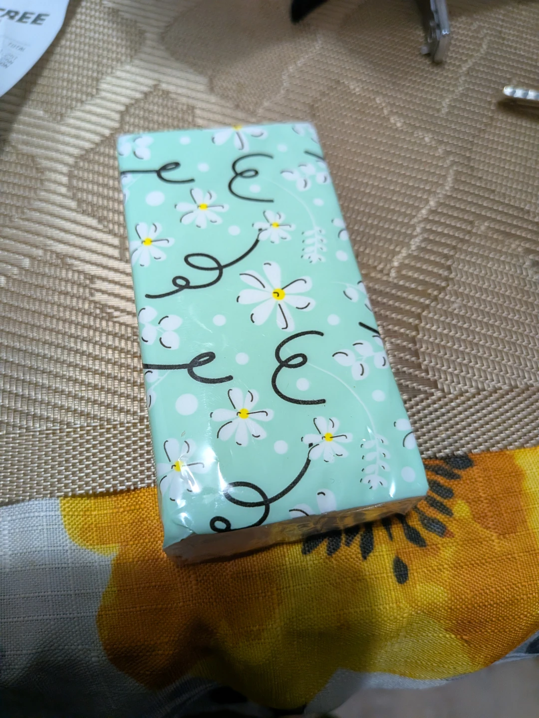 Mint Green Daisy Pocket Tissues