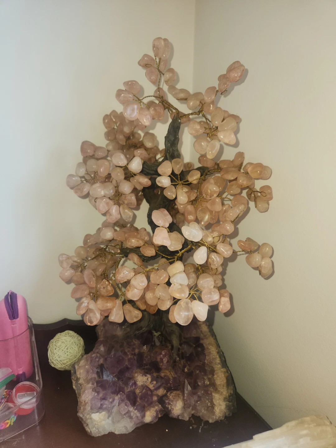 Pink Crystal "Money" Tree on Amethyst Geode Base - photo 2