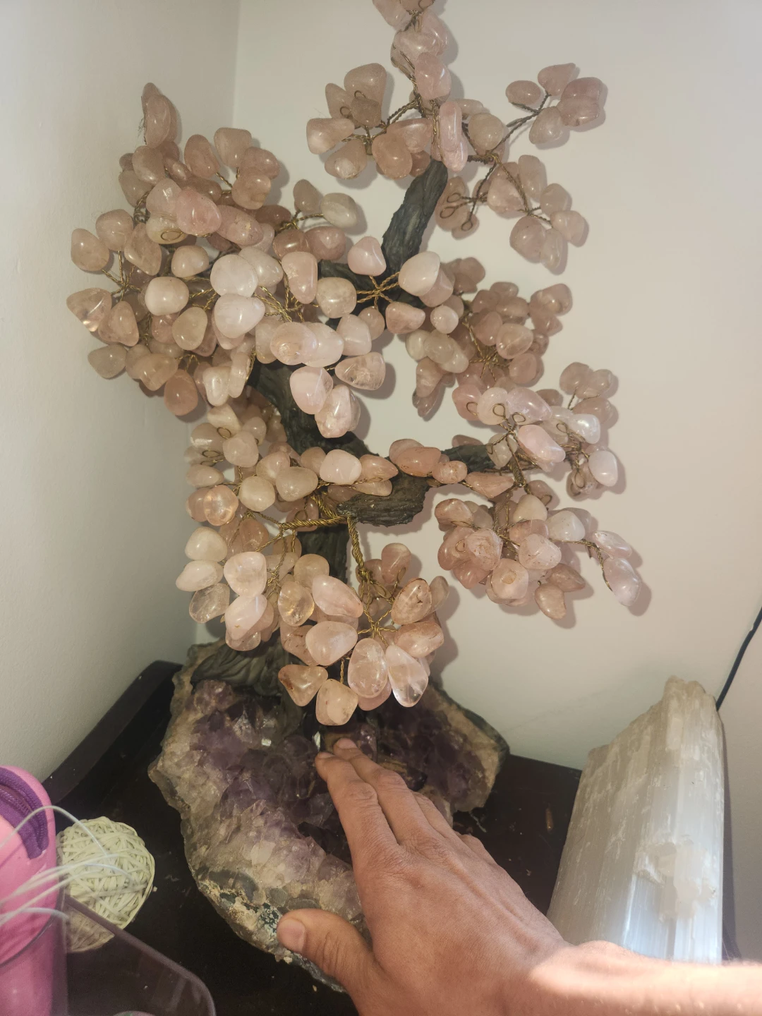 Pink Crystal "Money" Tree on Amethyst Geode Base - photo 4