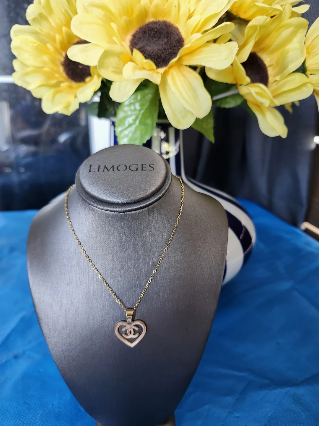 Limoges Heart Pendant Necklace