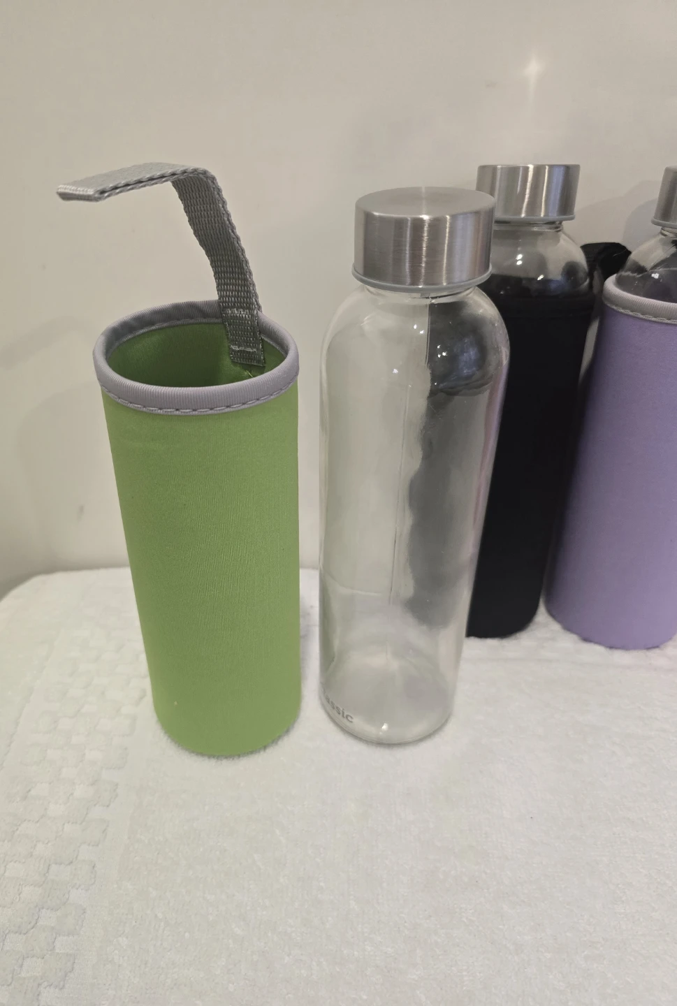 NEW Set of 6 Glass Water Bottles with Sleeves - photo 4