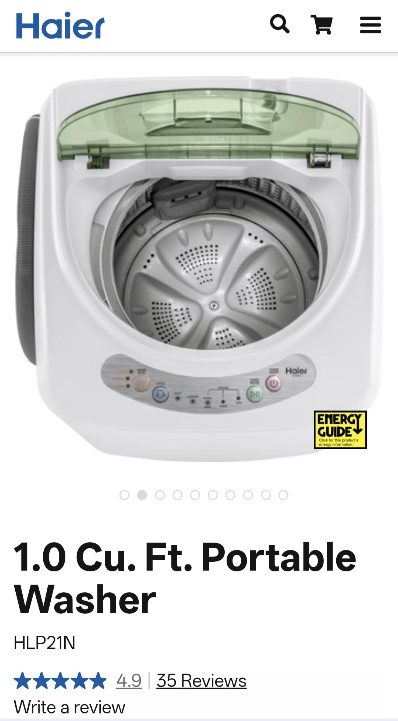 Haier 1.0 Cu. Ft. Portable Washer HLP21N - photo 2