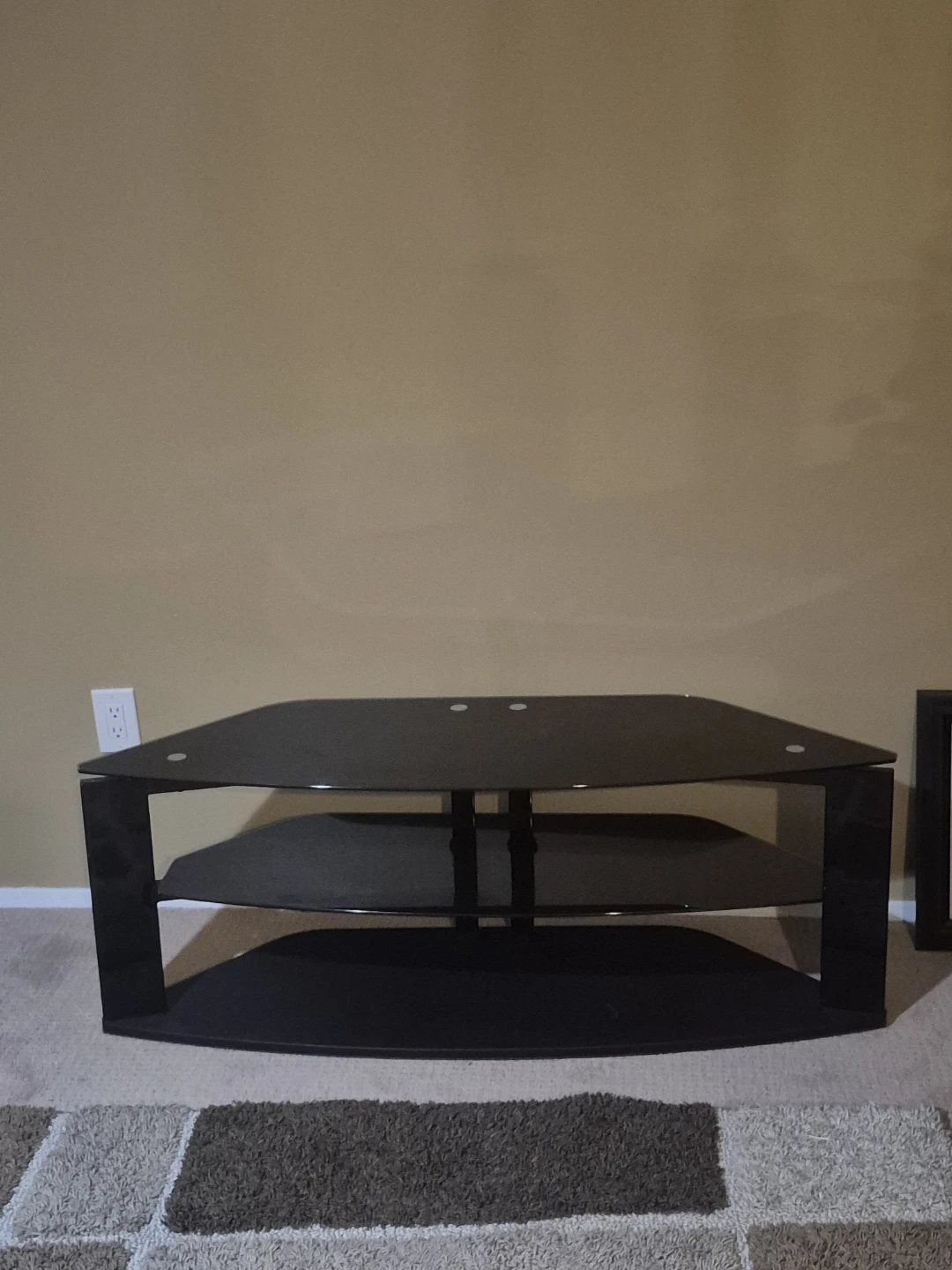 Black Glass TV Stand with 3 Shelves