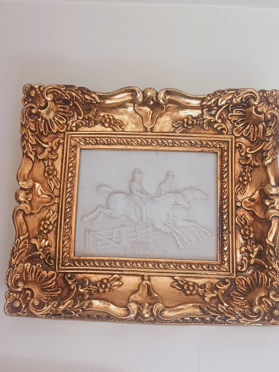 Antique Ornate Massive Frame with Horses Relief Artwork - photo 2