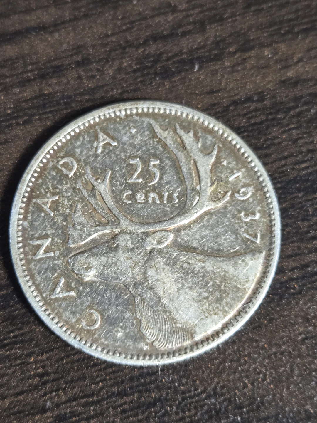 1937 Canada 25 Cents Coin - photo 2