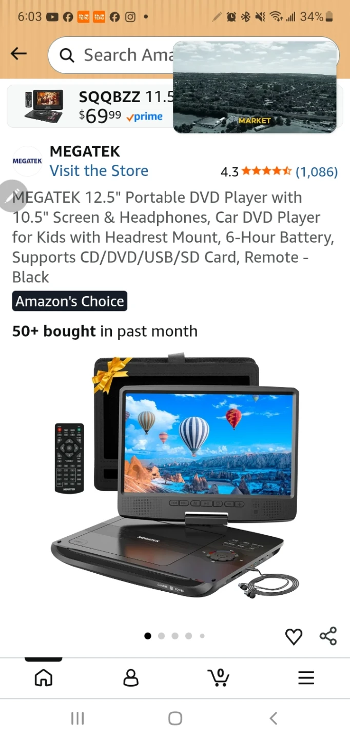 MEGATEK 12.5" Portable DVD Player with Headphones - photo 4