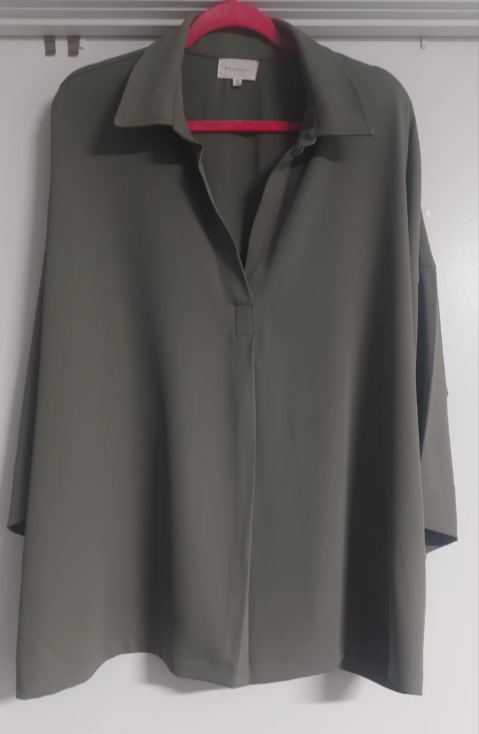 MELLODAY Olive Green Collar Shirt 1X