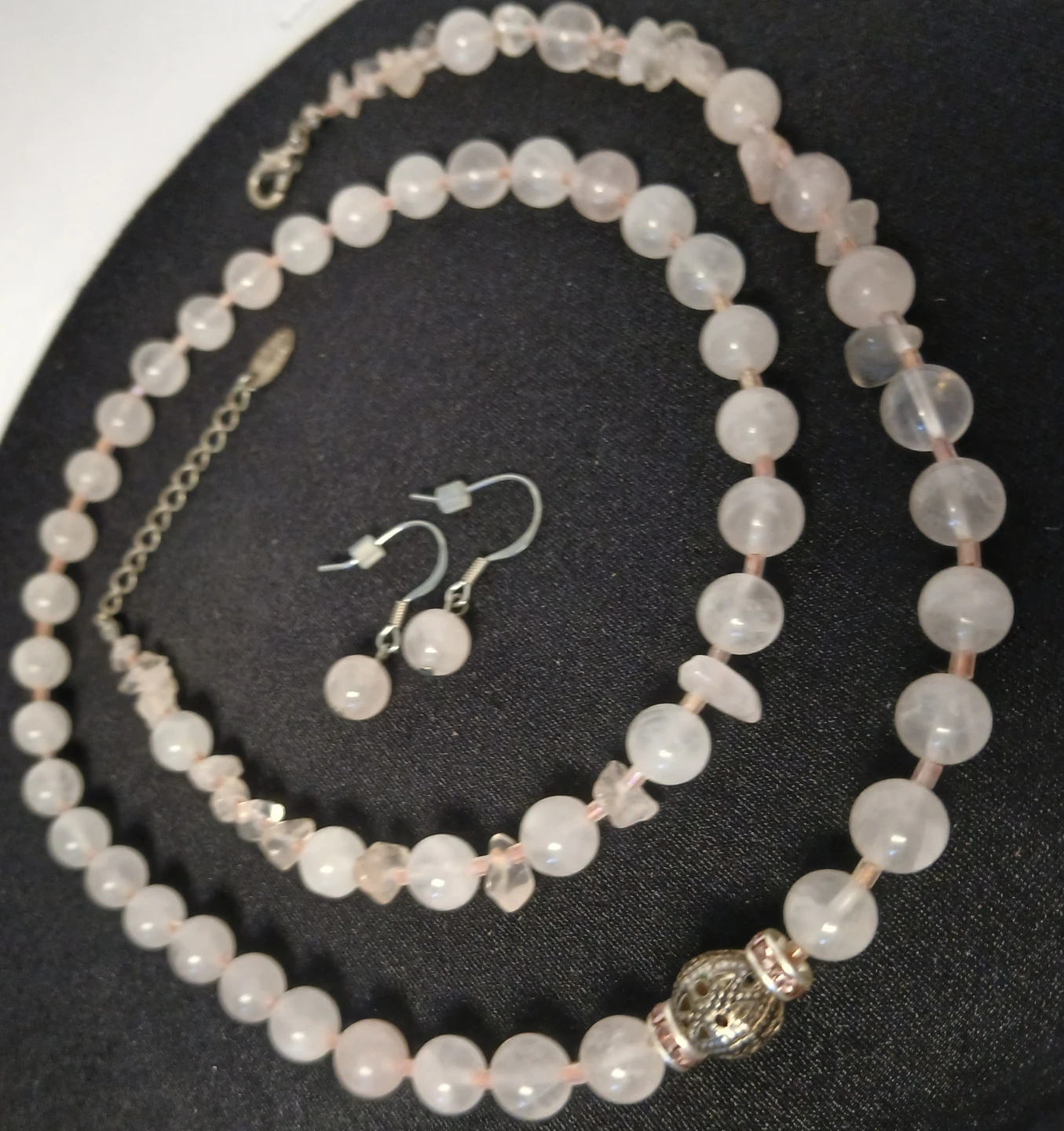 Rose Quartz Necklace and Earring Set - photo 3