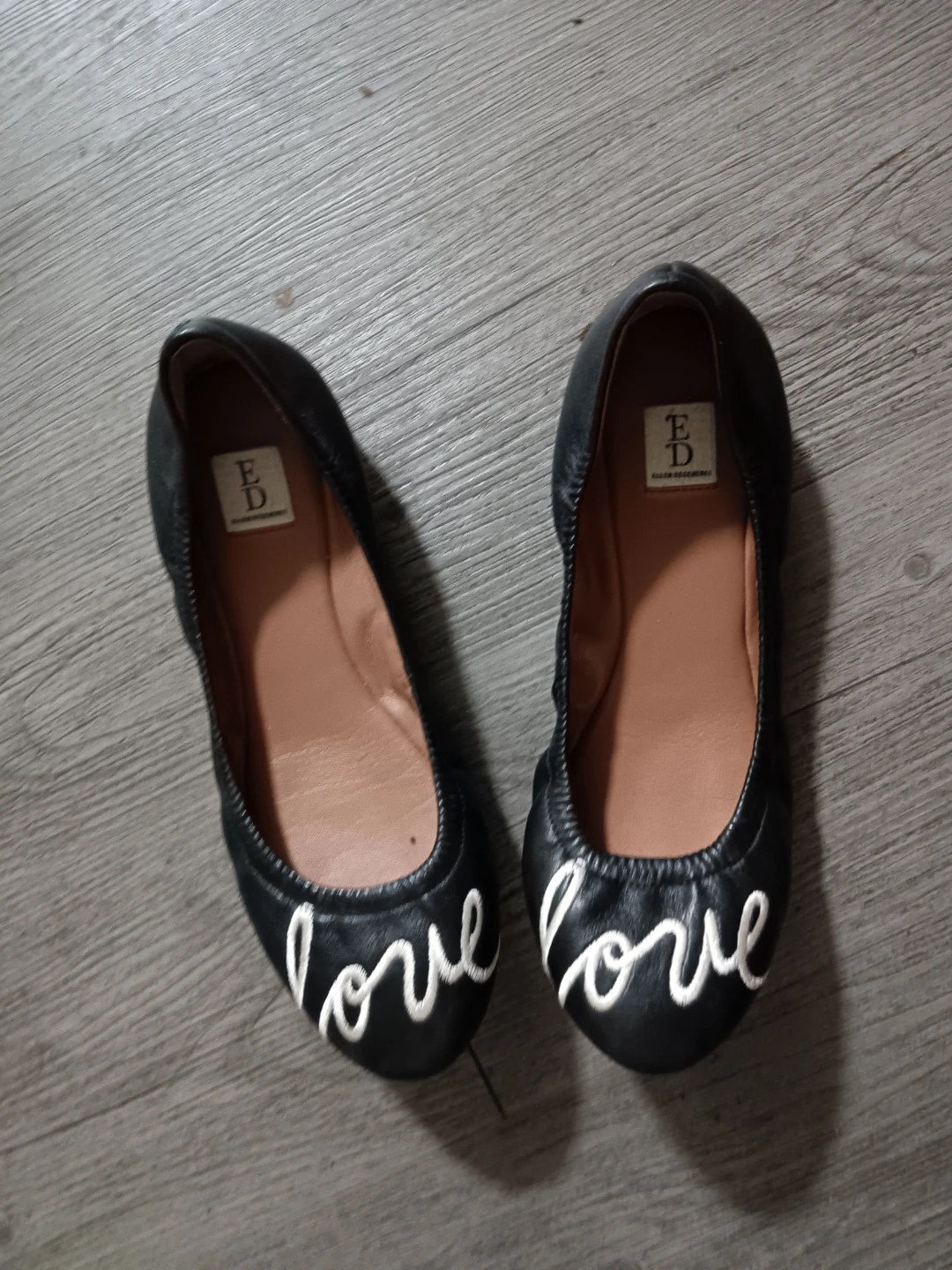 ED Ellen DeGeneres Black "love" Ballet Flats - photo 3