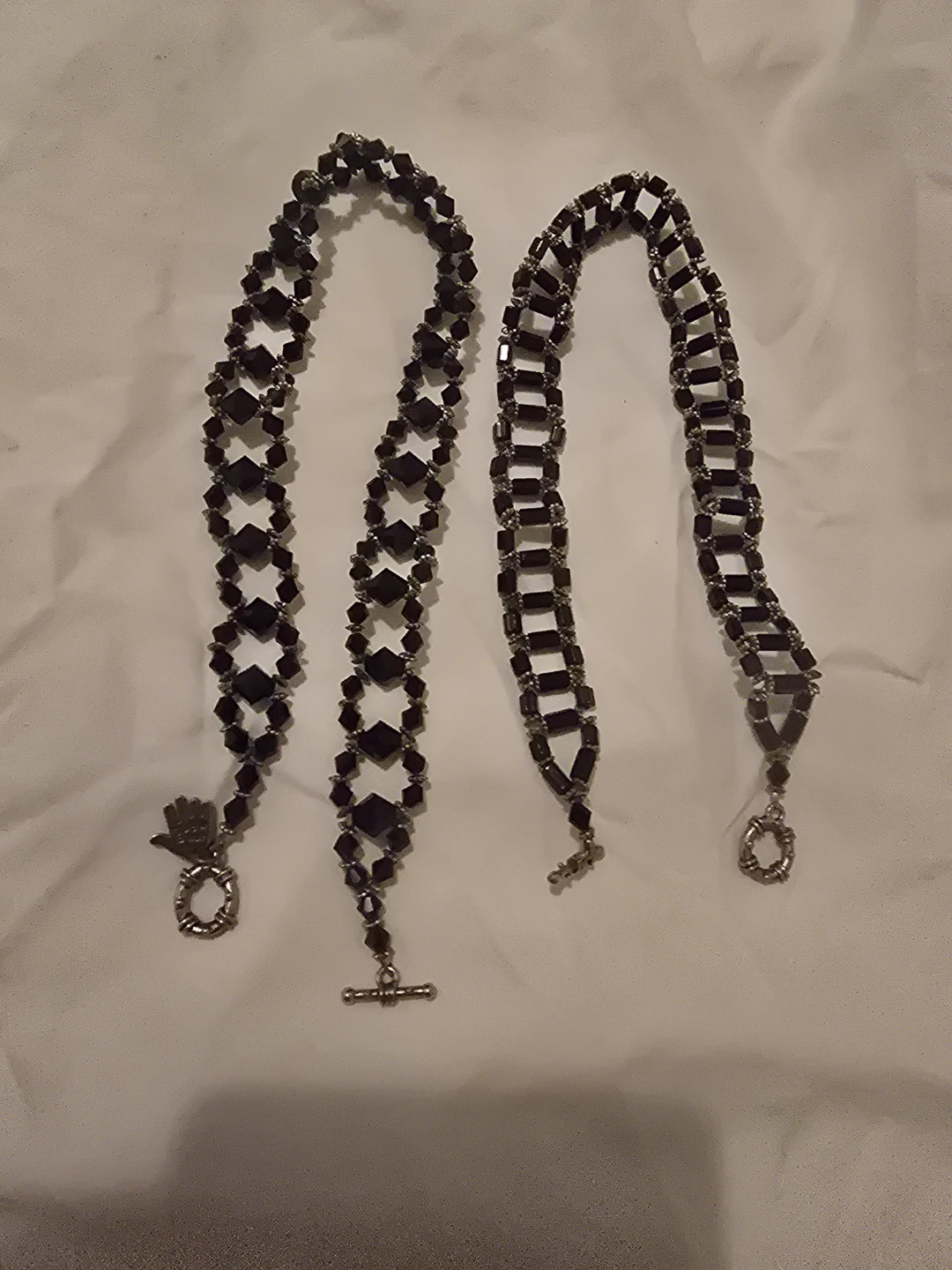 Handmade Black Crystal and glass Beaded Necklace Chokers