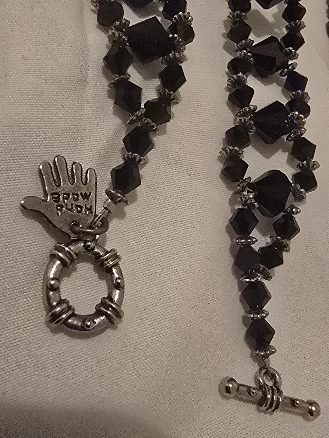 Handmade Black Crystal and glass Beaded Necklace Chokers - photo 2