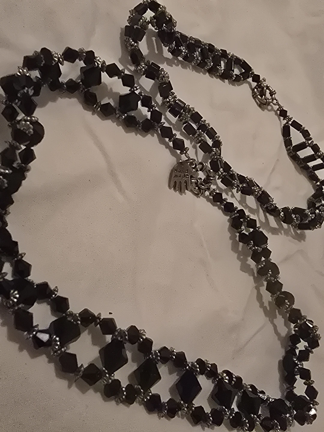 Handmade Black Crystal and glass Beaded Necklace Chokers - photo 4