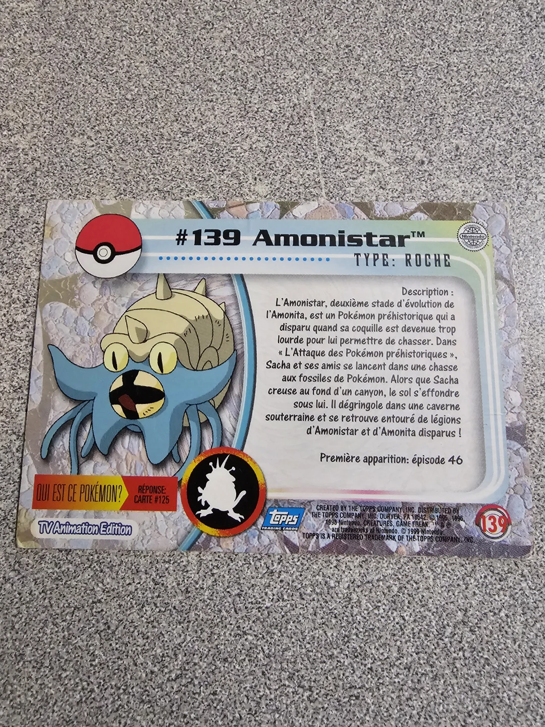#139 Amonistar Pokemon Card - photo 2