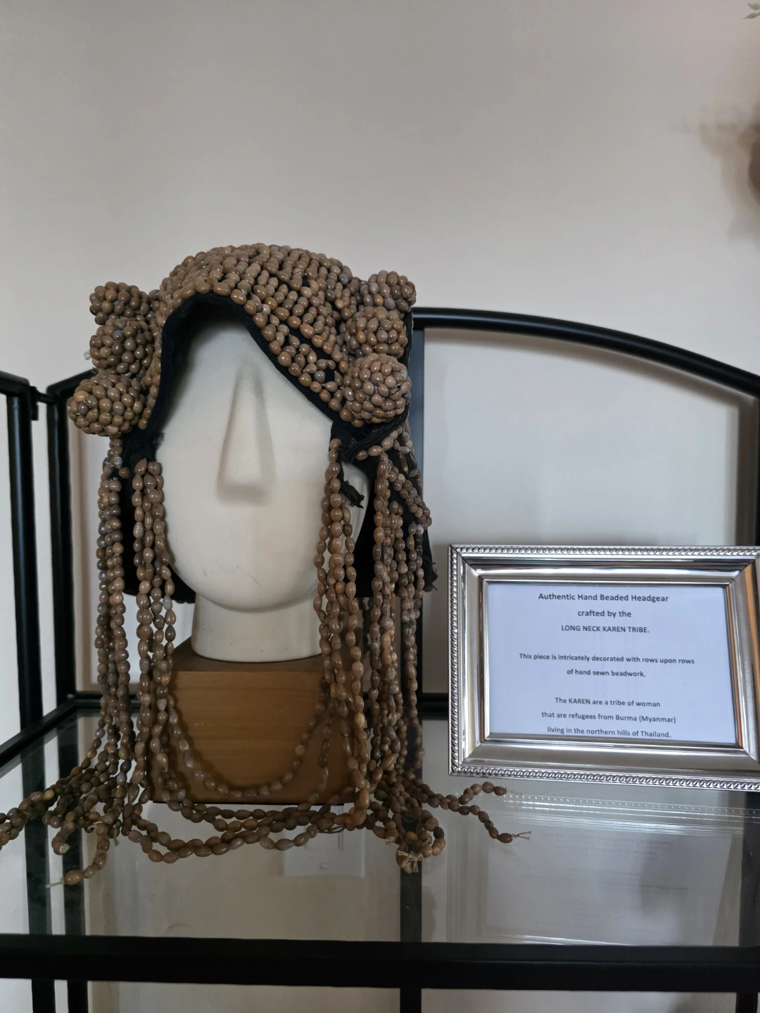 Authentic Hand-Beaded Headgear from Long Neck Karen Tribe