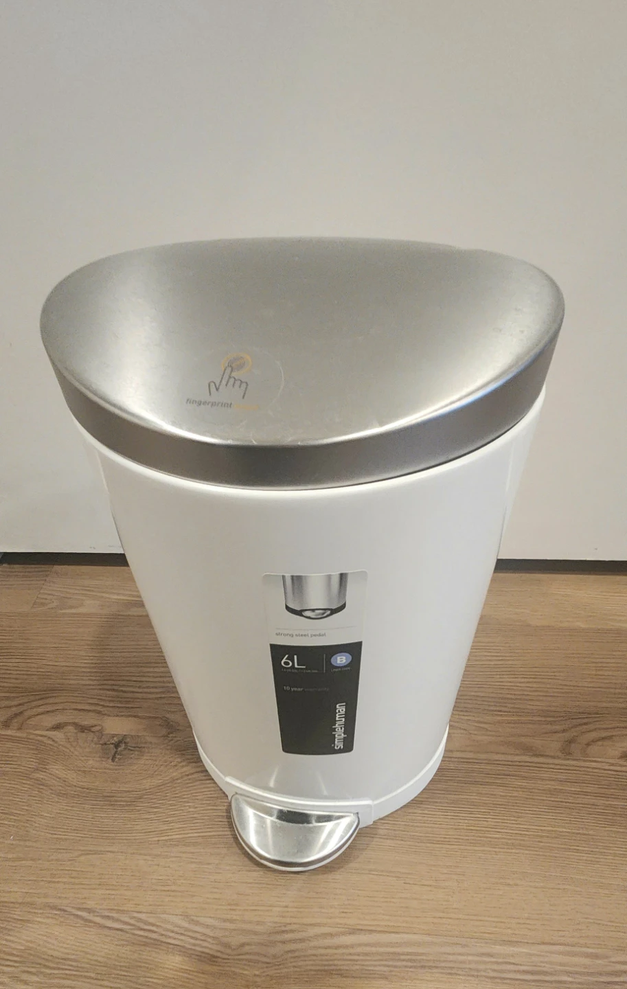 Simplehuman White Stainless Steel Pedal Trash Can