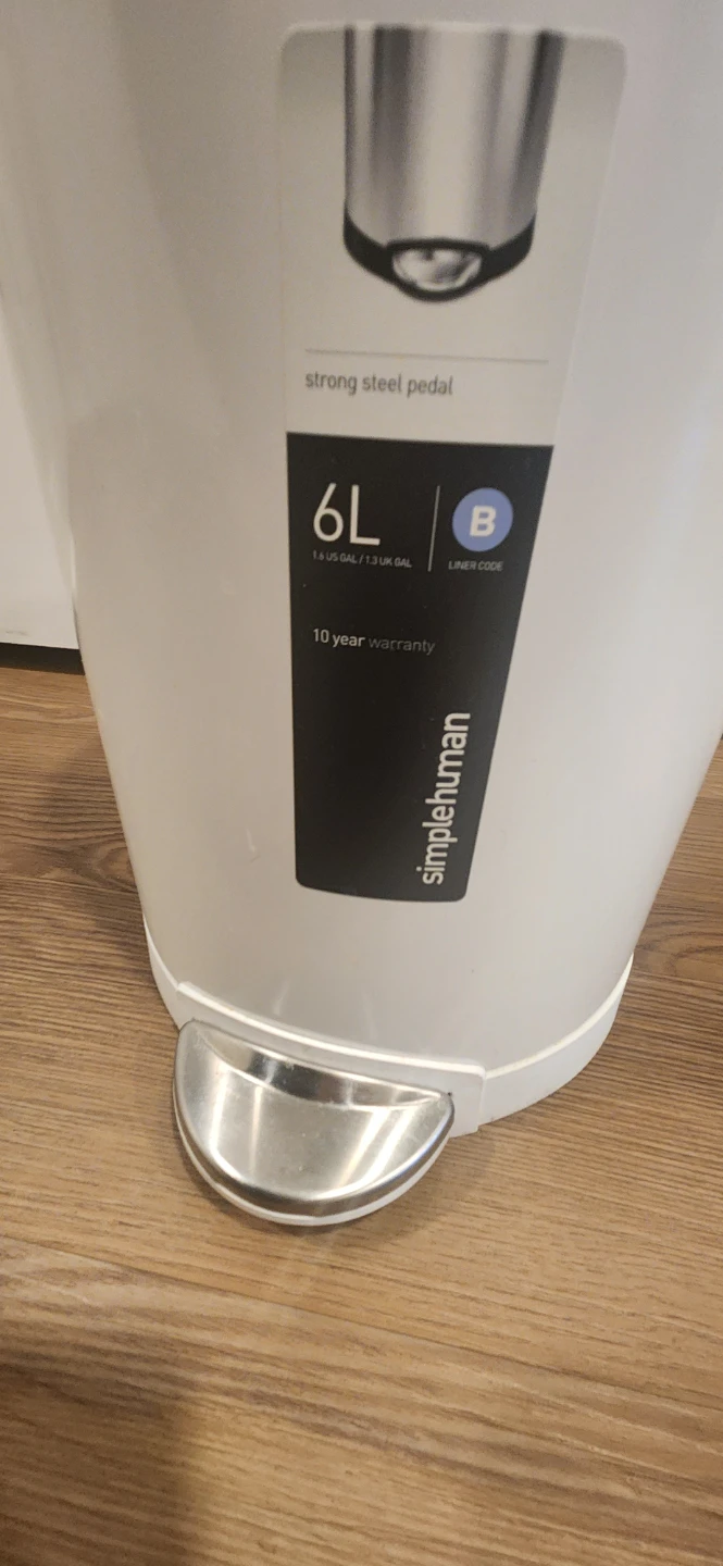 Simplehuman White Stainless Steel Pedal Trash Can - photo 2